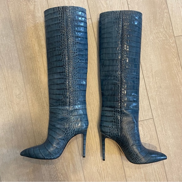 Paris Texas Moroccan Blue Knee Croc Leather Boot - Picture 12 of 13